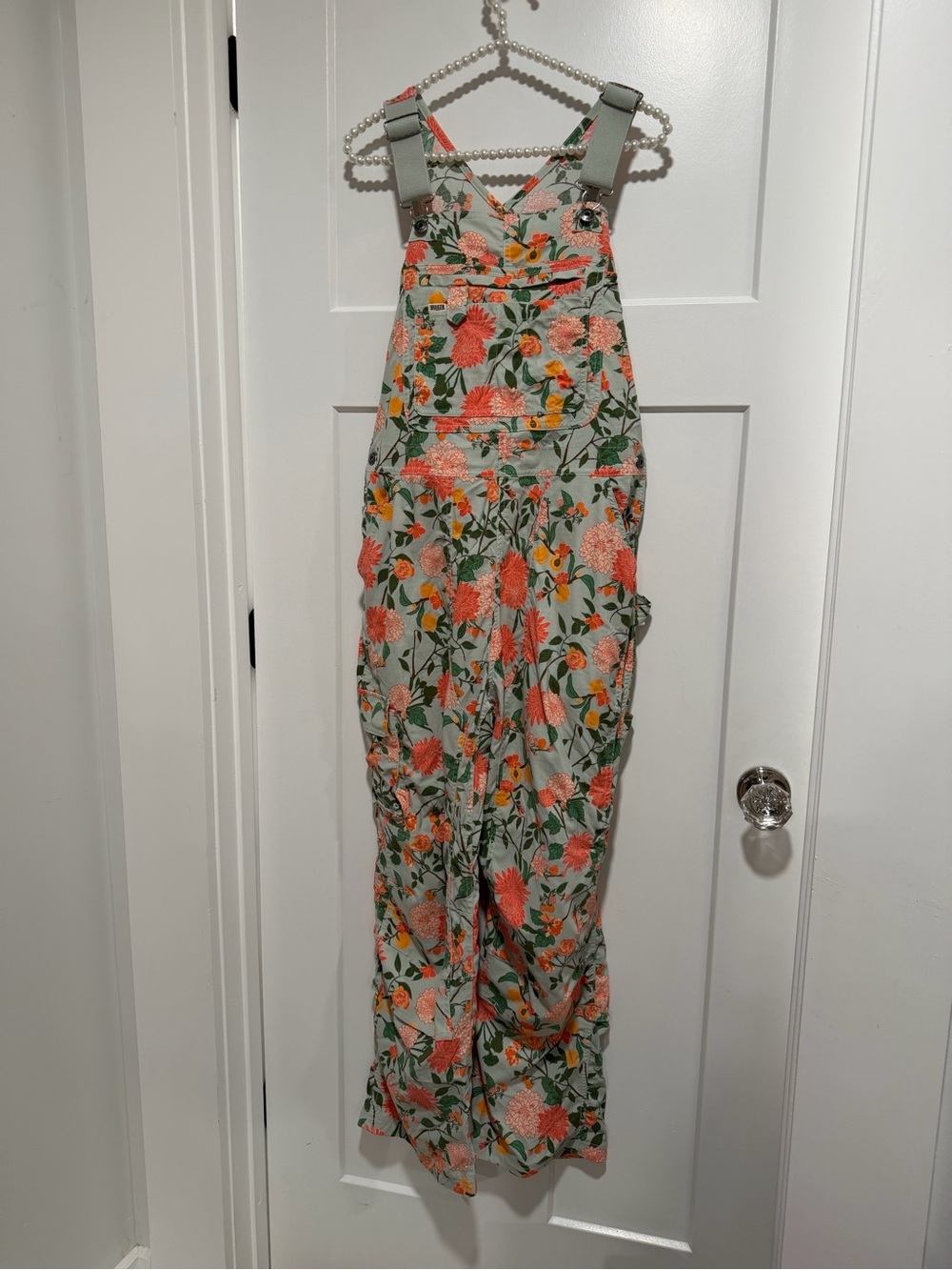 Duluth Trading Co. Mint Dahlia floral print overall
